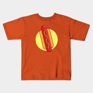 Hotdog Cartoon Vector Icon Illustration (10) Kids T-Shirt